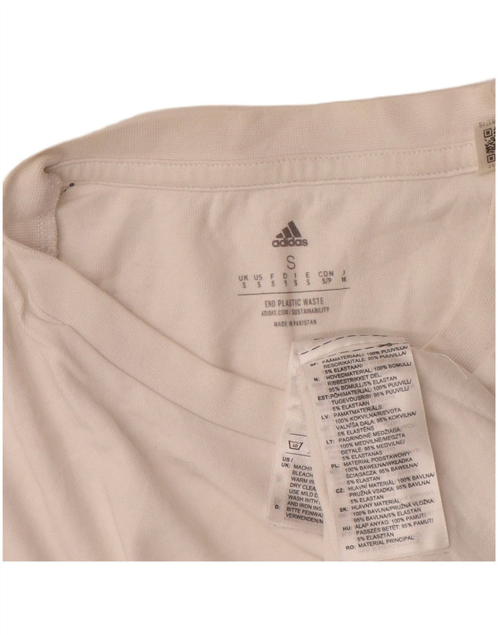 Adidas Mens Graphic T-Shirt Top Pequeno Algodão Branco