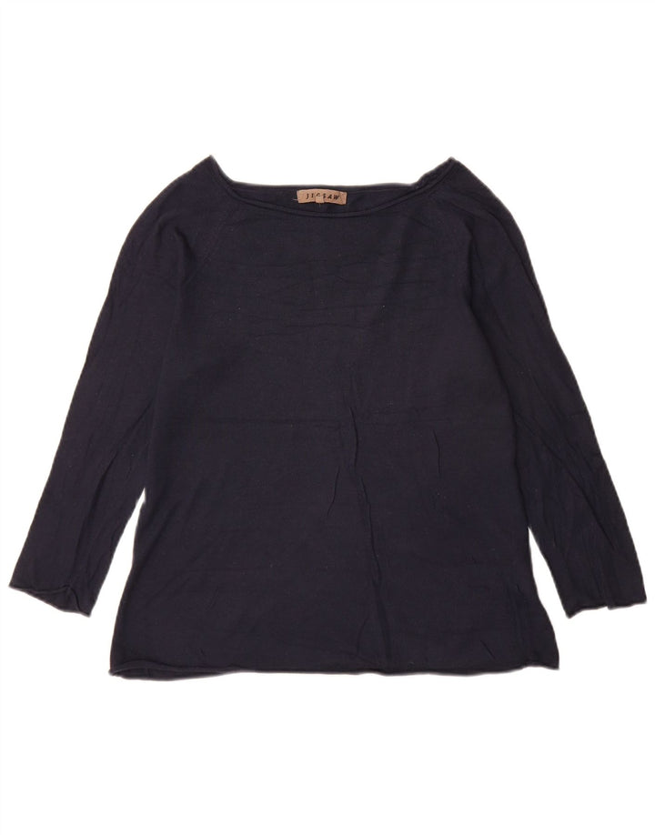 Top feminino Jigsaw manga 3/4 Reino Unido 12 viscose azul marinho médio
