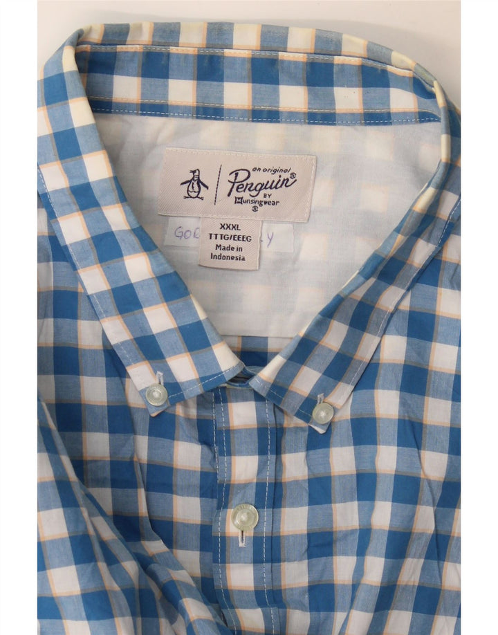 Camisa masculina de manga curta Penguin 3XL azul guingão