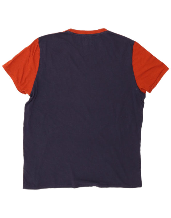Wrangler Camiseta masculina gráfica Top grande algodão colorblock azul marinho