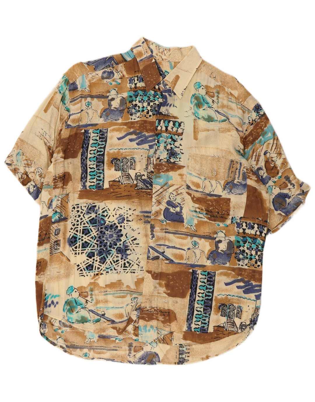 Carrel Camisa masculina de manga curta com estampa abstrata média multicolorida