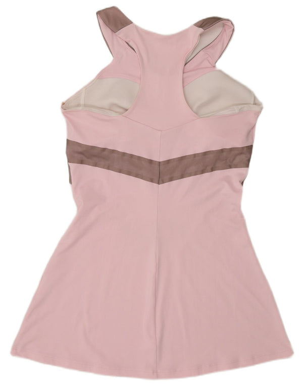 Vestido feminino Nike Dri Fit sem mangas para tênis UK 14 grande bloco colorido rosa