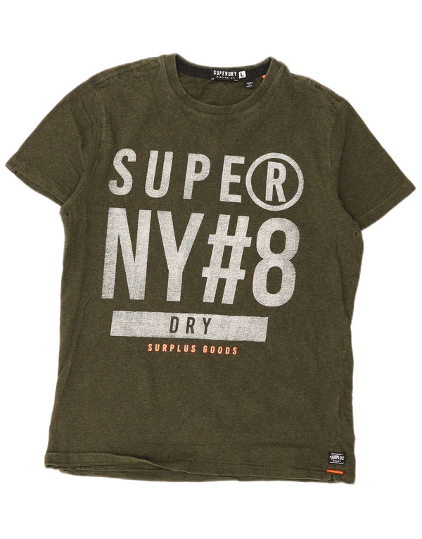 Camiseta gráfica masculina Superdry Top grande algodão cáqui