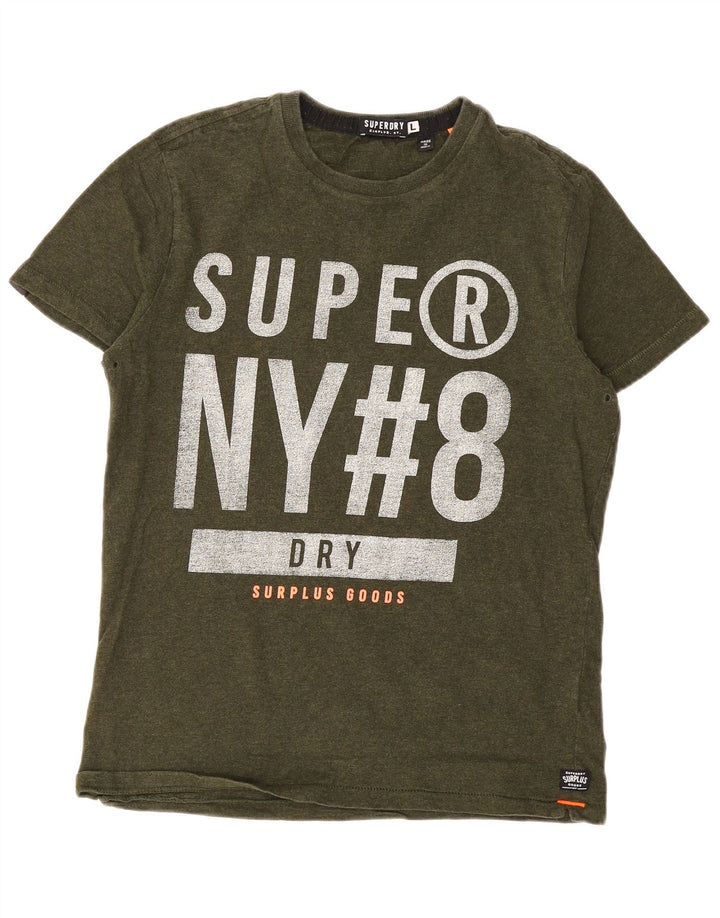 Camiseta gráfica masculina Superdry Top grande algodão cáqui