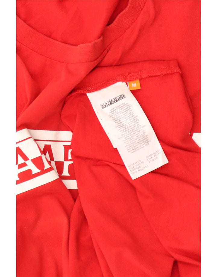 Camiseta masculina gráfica Napapijri Top médio algodão vermelho