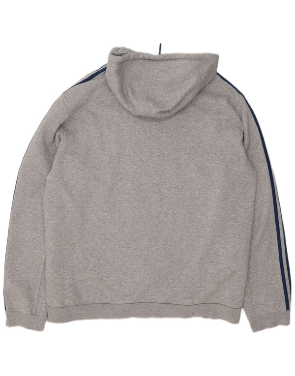 Adidas masculino zip moletom com capuz 2XL algodão manchado cinza