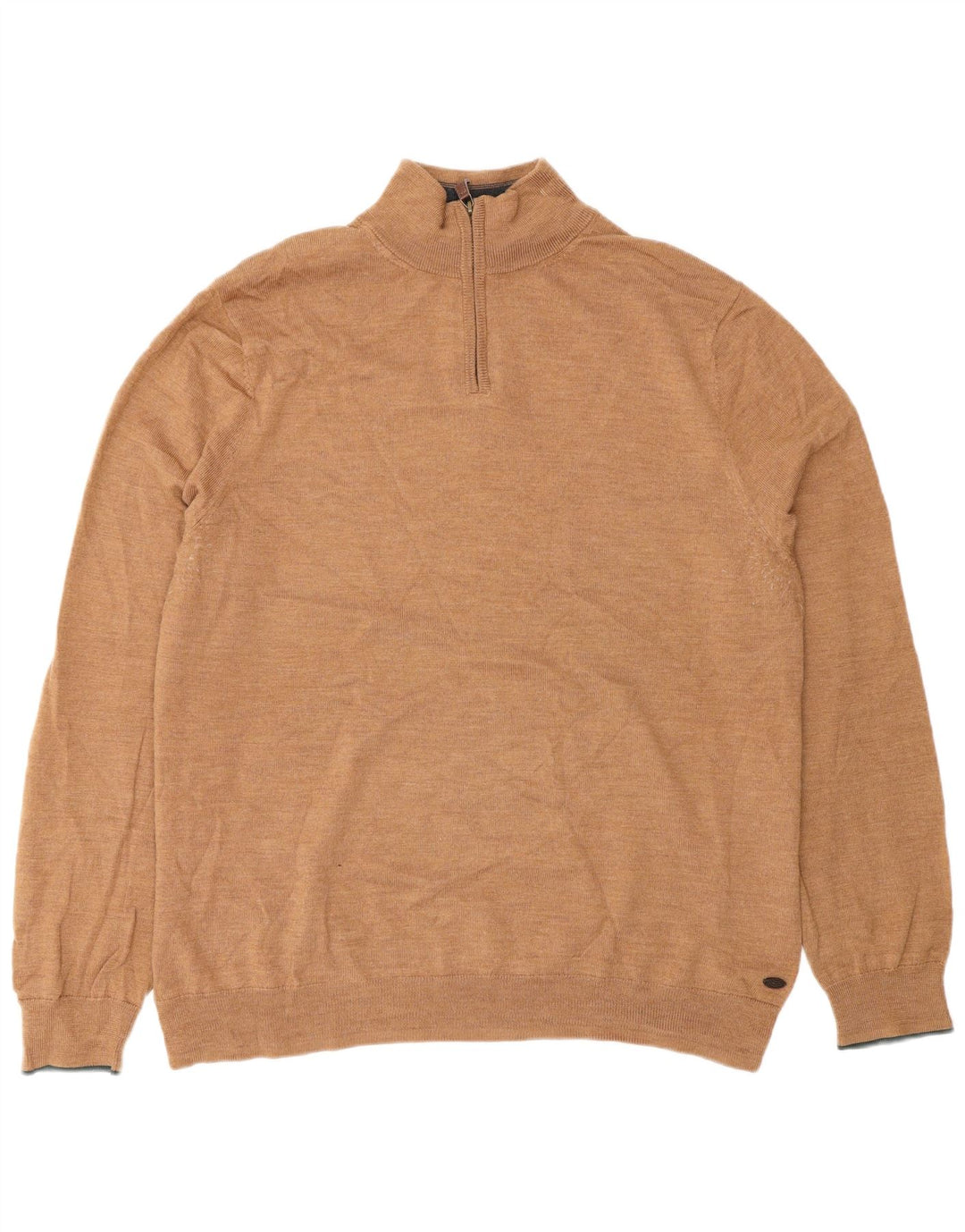 Suéter masculino branco com zíper e gola 2XL lã marrom