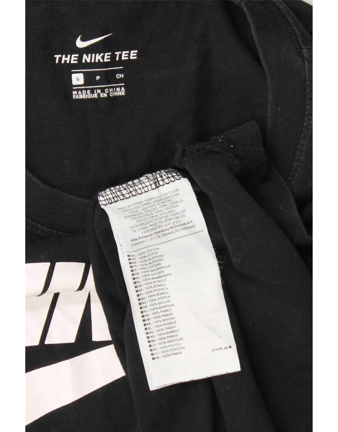 Top gráfico feminino Nike manga comprida UK 10 pequeno algodão preto