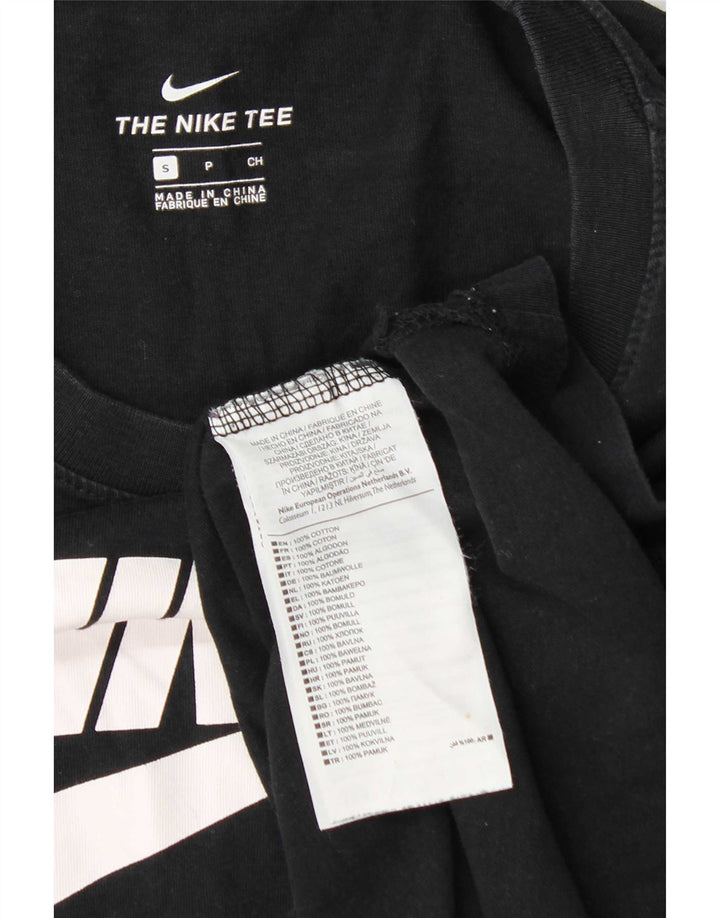 Top gráfico feminino Nike manga comprida UK 10 pequeno algodão preto