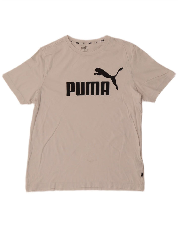 Puma Mens Graphic T-Shirt Top Médio Algodão Branco