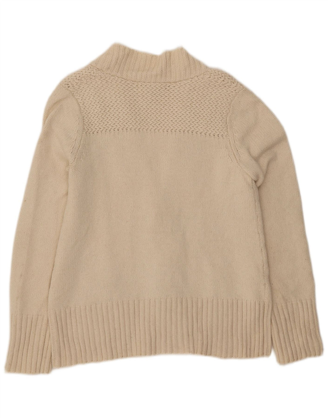 Suéter cardigã feminino EDDIE BAUER UK 14 médio off white algodão