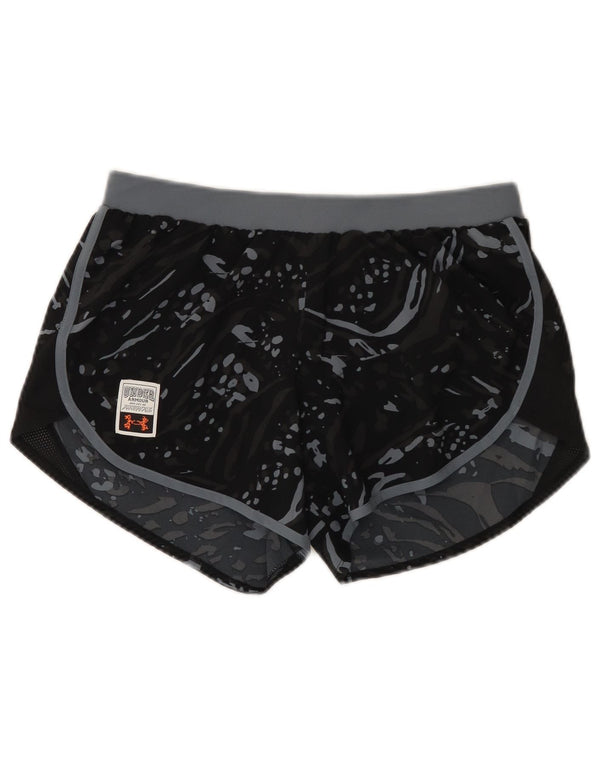 Shorts esportivos femininos Under Armour UK 14 poliéster manchado preto médio