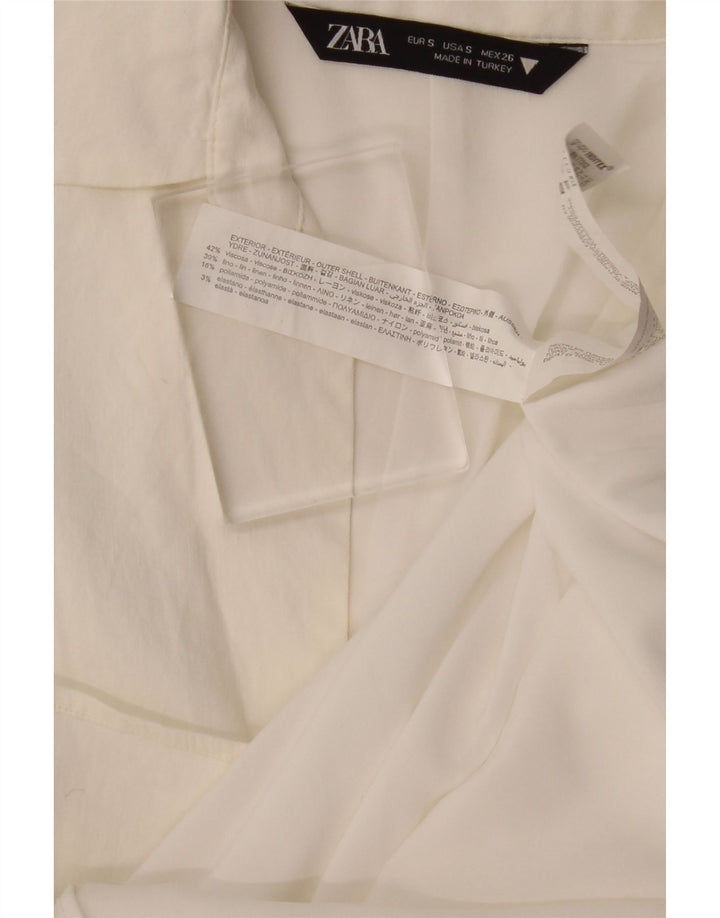 Vestido feminino ZARA com bainha de mangas curtas Reino Unido 10 pequeno off white viscose