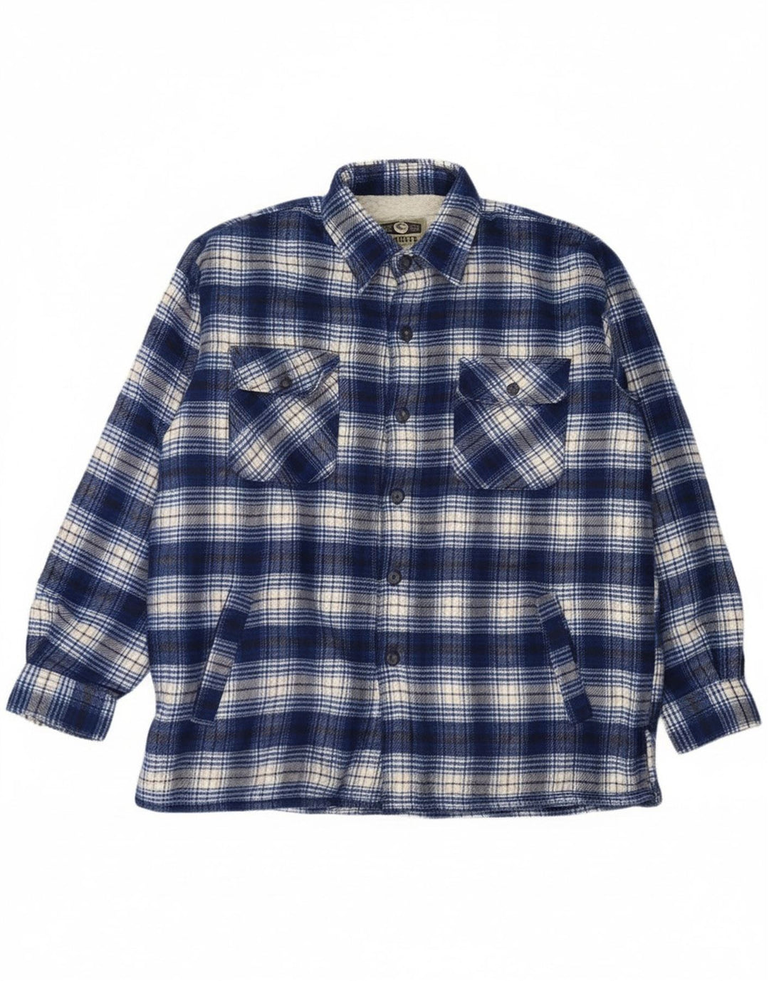 Camisa masculina vintage de flanela de lenhador grande acrílico xadrez azul