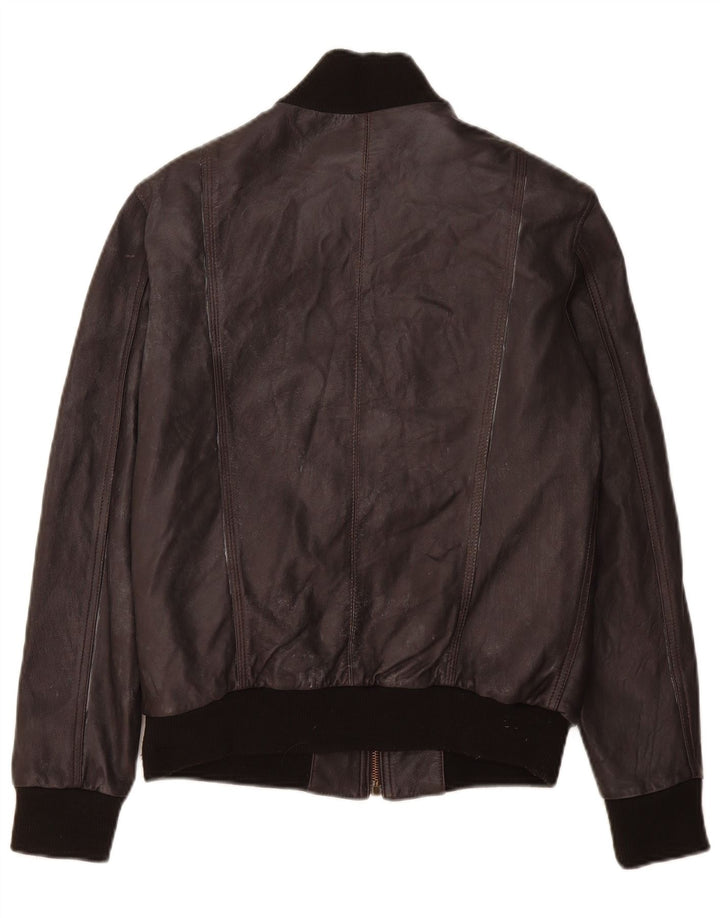 Jaqueta de couro bomber masculina vintage Reino Unido 36 couro marrom pequeno