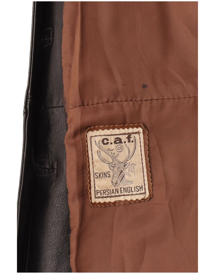 Jaqueta de couro feminina vintage Reino Unido 10 couro preto pequeno