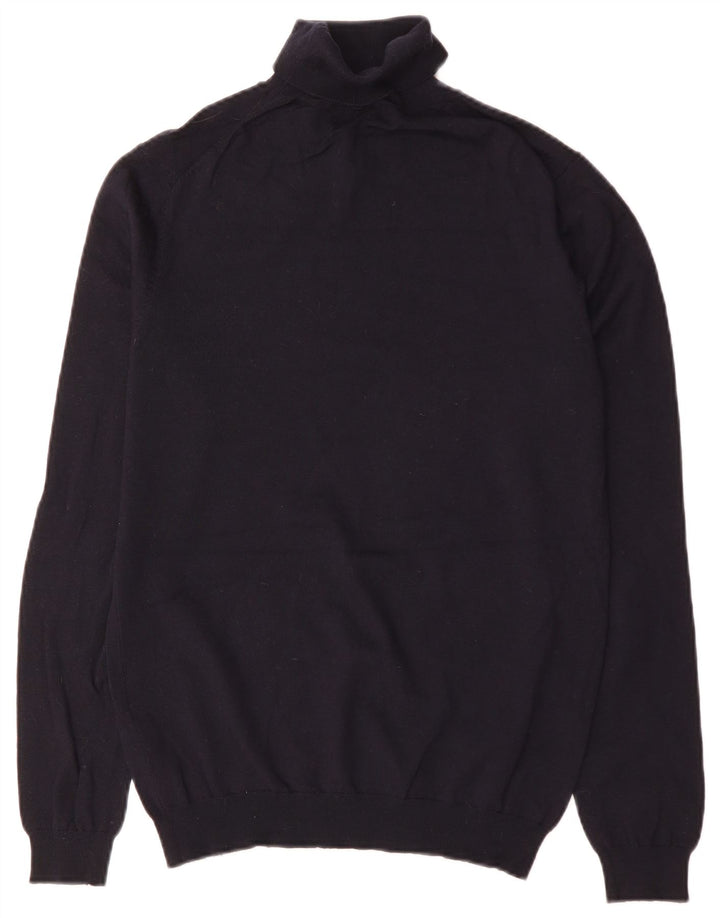 Suéter masculino Reiss com gola redonda e lã azul marinho médio
