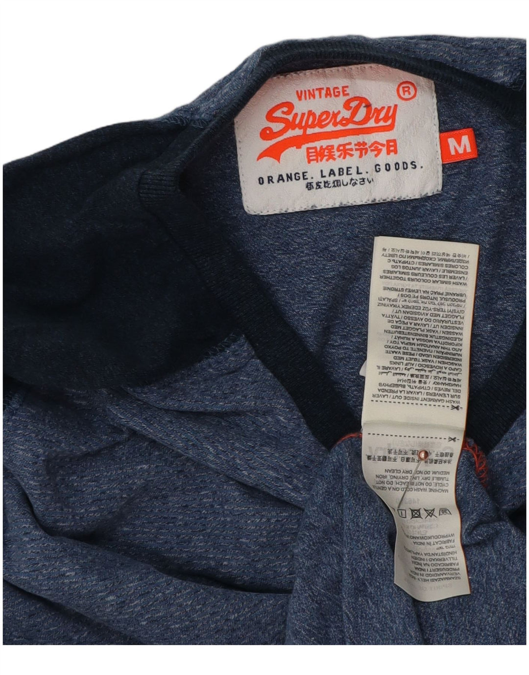 Top masculino Superdry manga comprida médio azul colorblock algodão