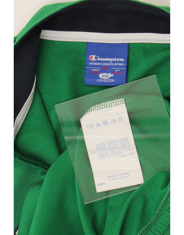 Jaqueta de agasalho gráfico Champion Boys 13-14 anos XL verde colorblock