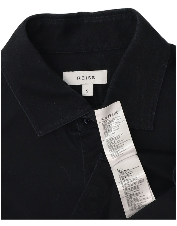 Camisa masculina Reiss pequena algodão azul marinho