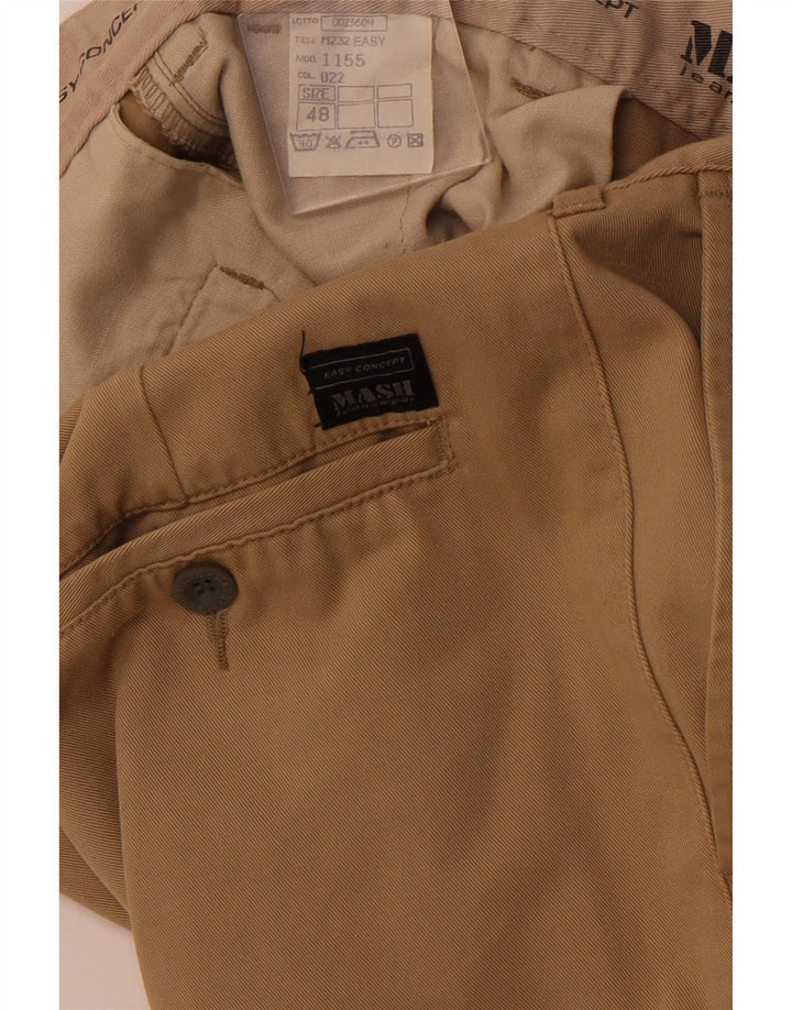 MASH Mens Pegged Chino Trousers IT 48 Medium W32 L30 Brown Cotton