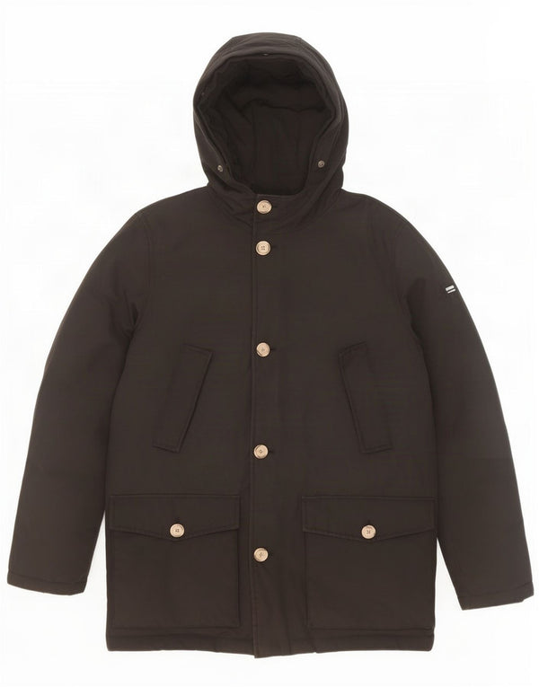 Casaco acolchoado com capuz para meninos Woolrich 13-14 anos algodão preto