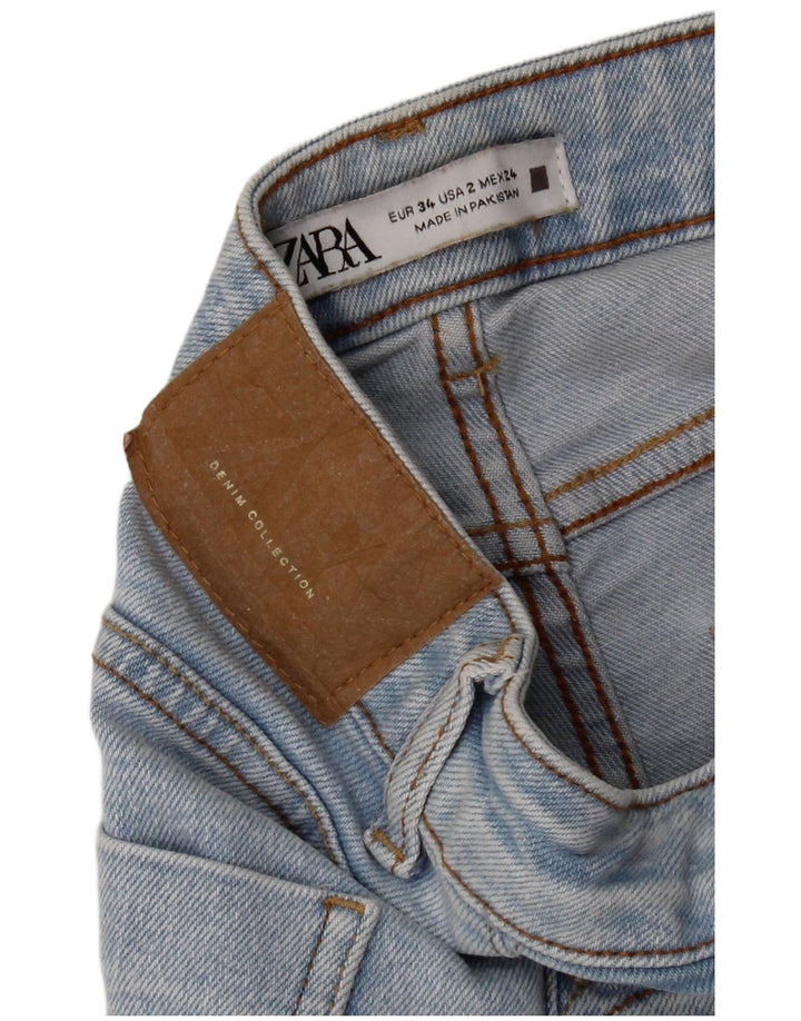 Zara Calça jeans feminina larga EU 34 2XS W24 L27 Azul