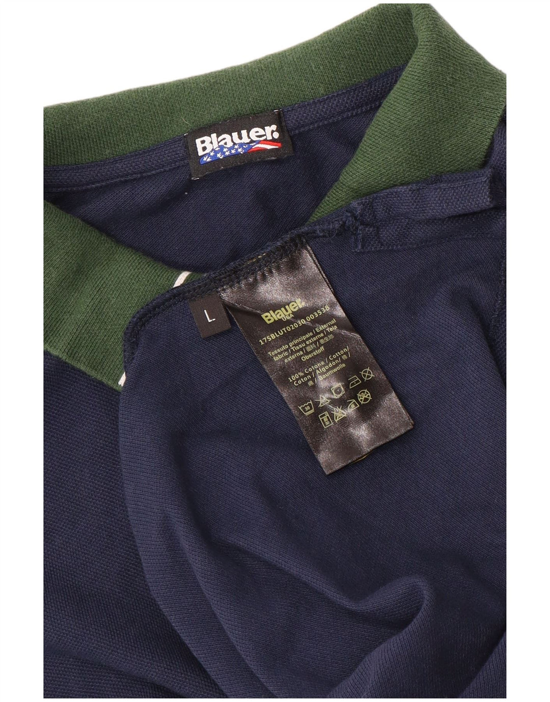 Camisa pólo masculina Blauer grande algodão colorblock azul marinho