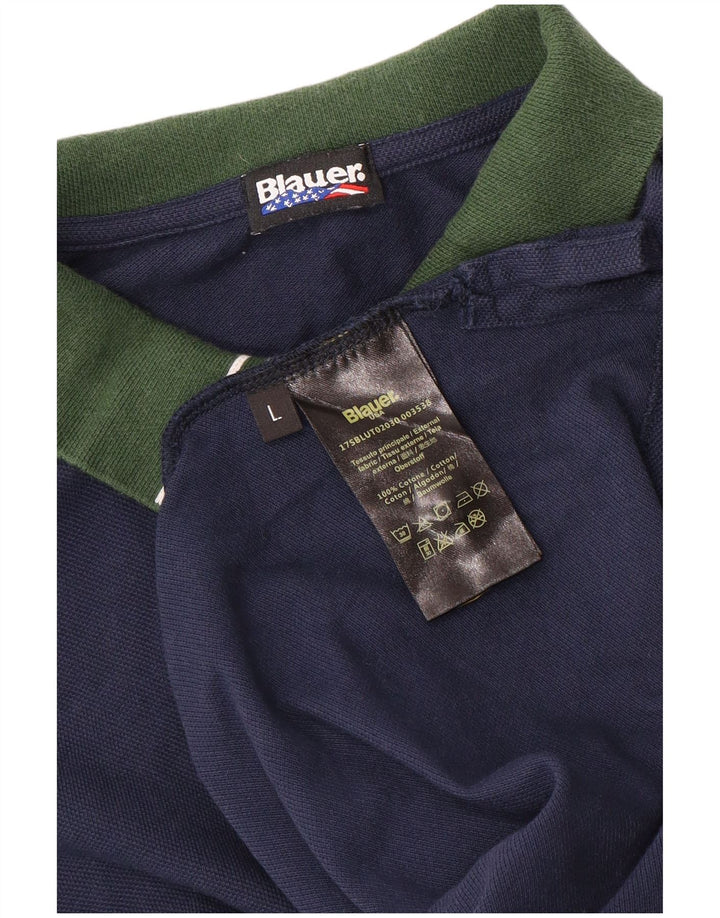 Camisa pólo masculina Blauer grande algodão colorblock azul marinho