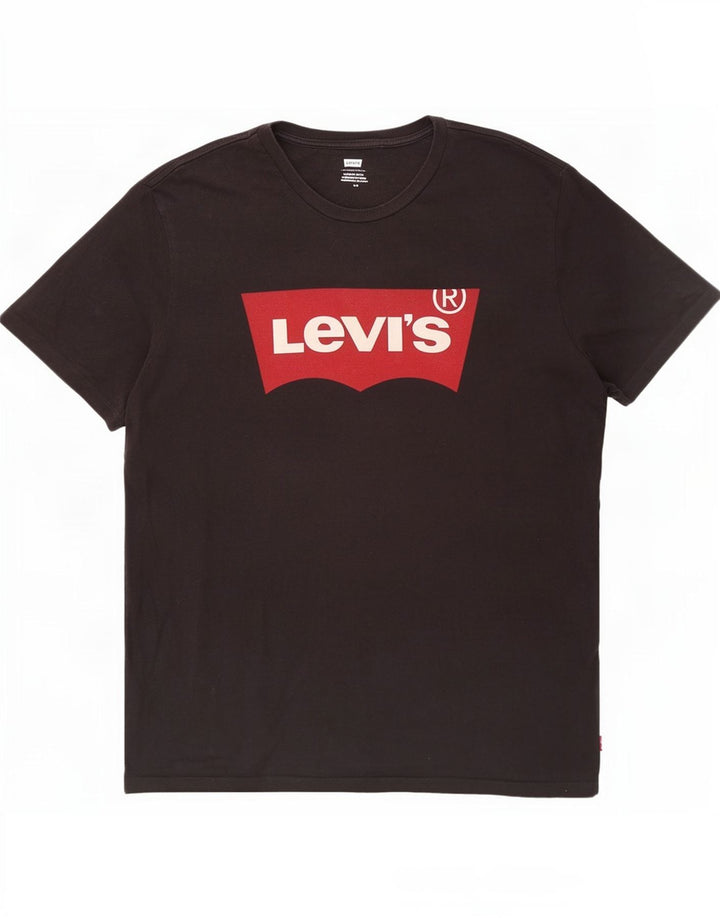 Camiseta gráfica masculina Levi's Top grande de algodão preto