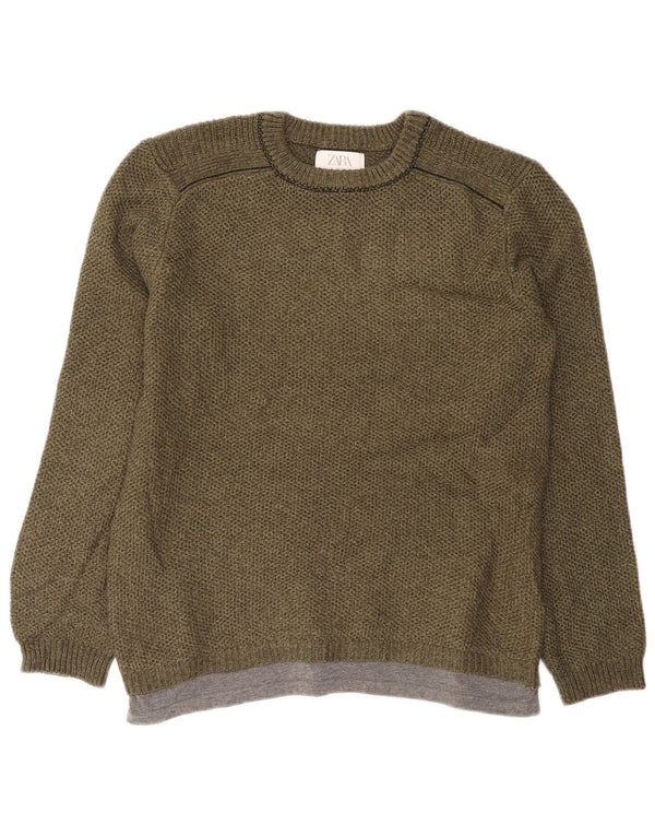 Suéter Zara Boys com gola redonda 13-14 anos verde acrílico