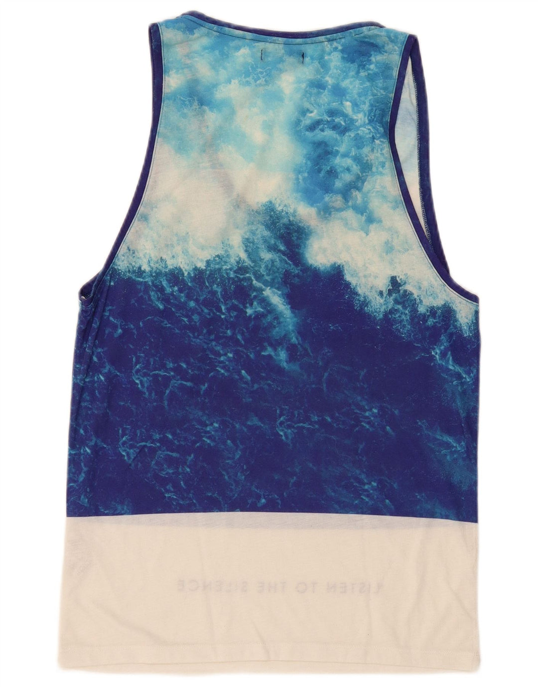Zara Mens Graphic Vest Top Medium Blue Colourblock
