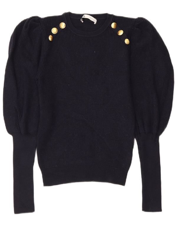 Zara Womens Crew Neck Jumper Sweater UK 12 Medium Navy Blue