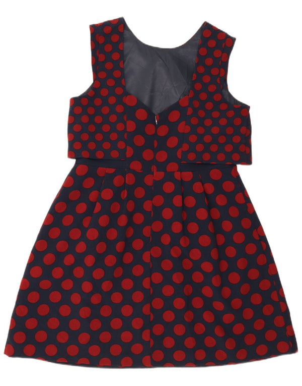 Vestido feminino Oasis sem mangas com bainha UK 16 grande azul marinho bolinhas
