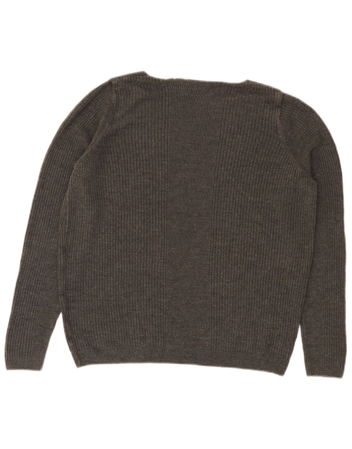 Suéter feminino Marks & Spencer com decote em V Reino Unido 14 cinza médio