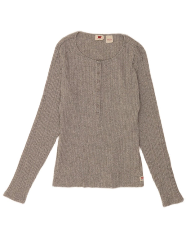 Levi's Womens Regular Top Manga Longa Reino Unido 14 Grande Cinza