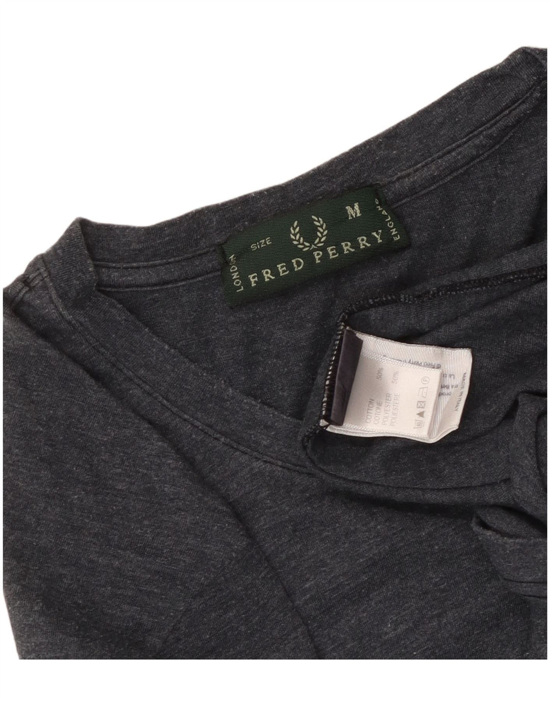 Top feminino Fred Perry manga comprida Reino Unido 14 algodão azul marinho médio