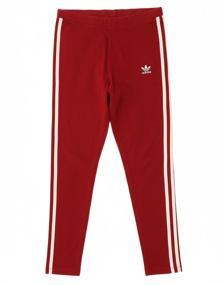 ADIDAS Womens Leggings UK 10 Small Red Cotton