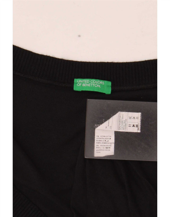 Colete feminino Benetton UK 16 grande algodão preto