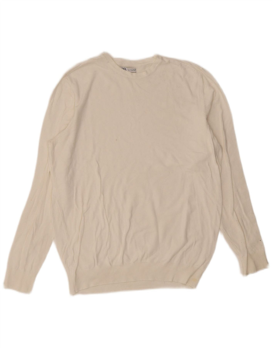 Zara Suéter masculino com gola redonda pequeno branco