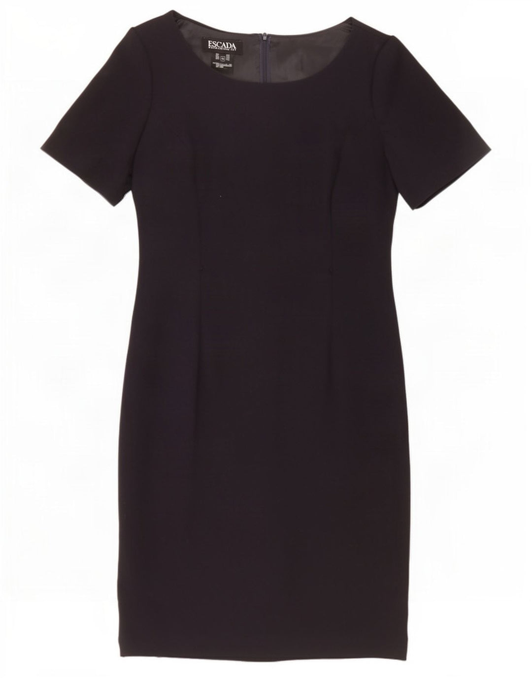 Vestido bainha feminino Escada EU 40 médio azul marinho lã nova
