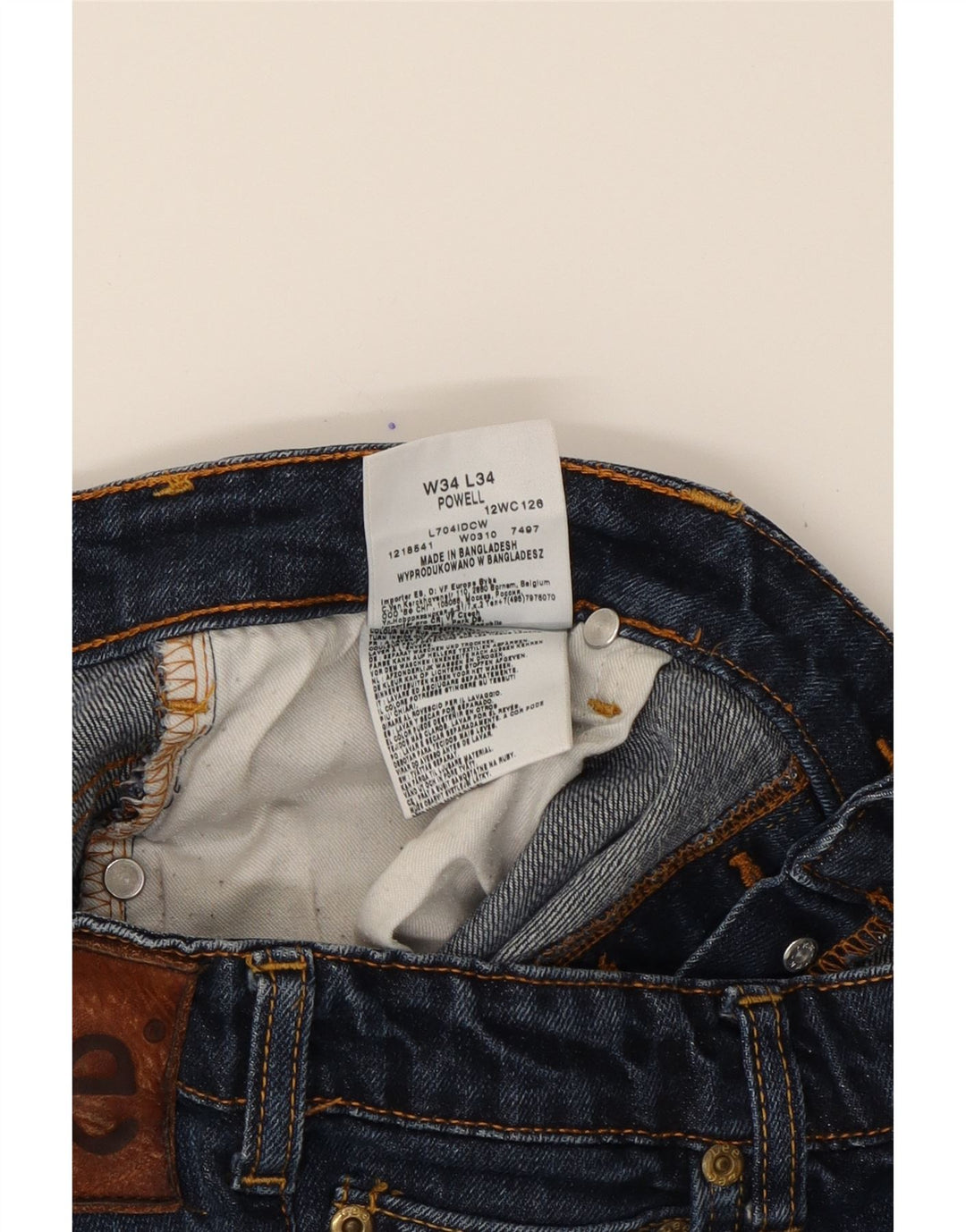 Calça jeans feminina LEE Powell Straight W34 L30 azul marinho algodão