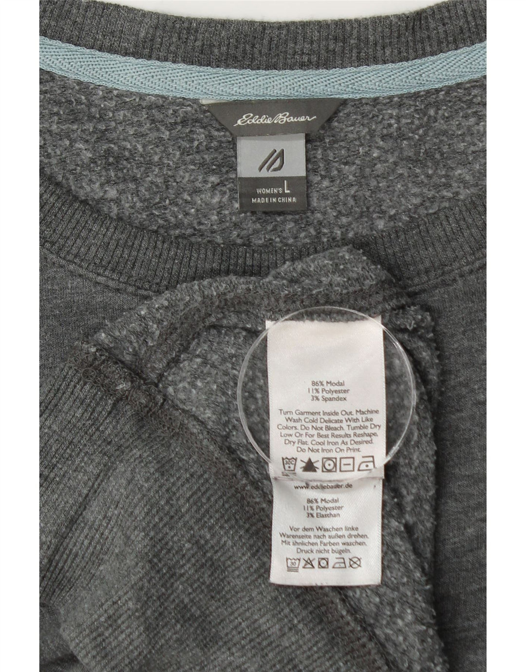 Eddie Bauer moletom feminino jumper UK 16 grande cinza modal