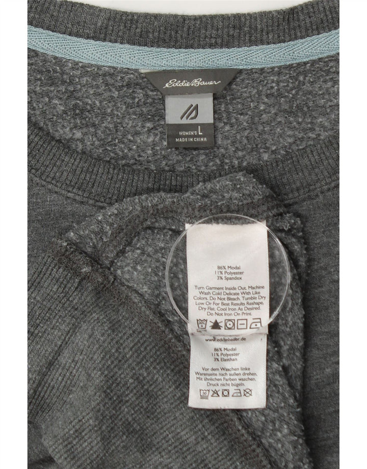 Eddie Bauer moletom feminino jumper UK 16 grande cinza modal
