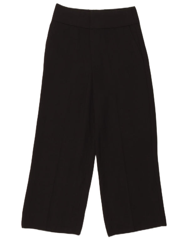 Calça chino feminina Zara cintura alta perna larga pequena W26 L25 preta Lyocell