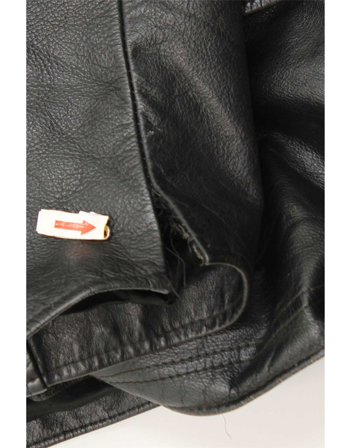 Jaqueta de couro masculina vintage UK 42 XL preta