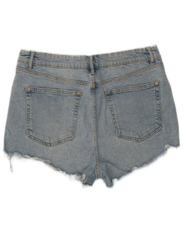 Zara Shorts jeans feminino de cintura alta EU 44 XL W34 azul algodão