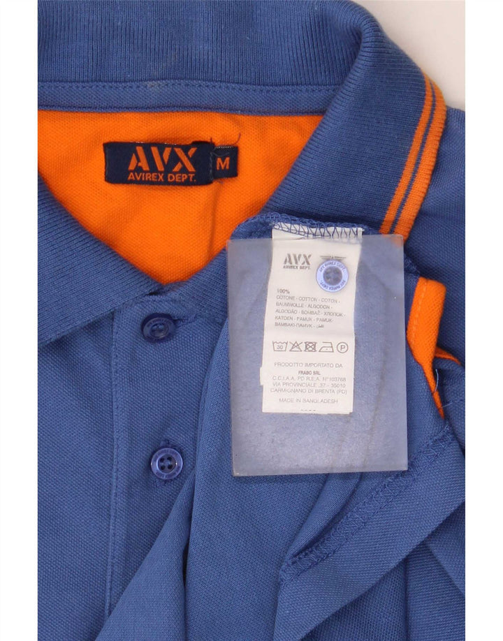 Camisa polo masculina Avirex de algodão azul médio