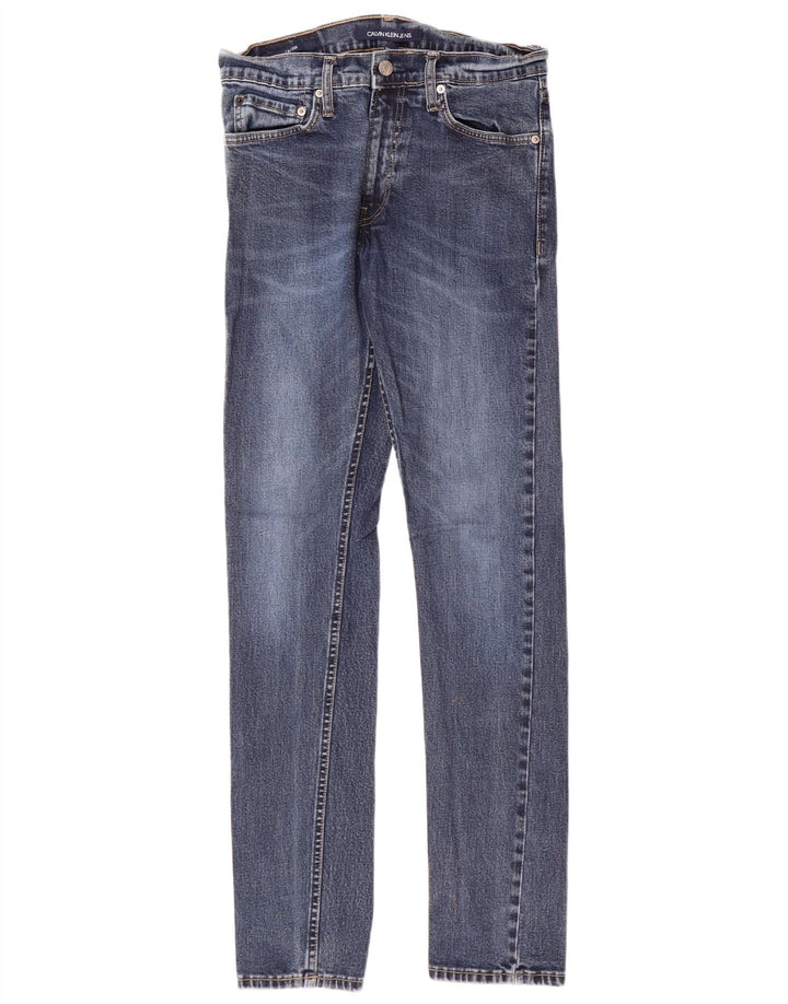 CALVIN KLEIN Mens Jeans Slim W30 L32 Azul Algodão