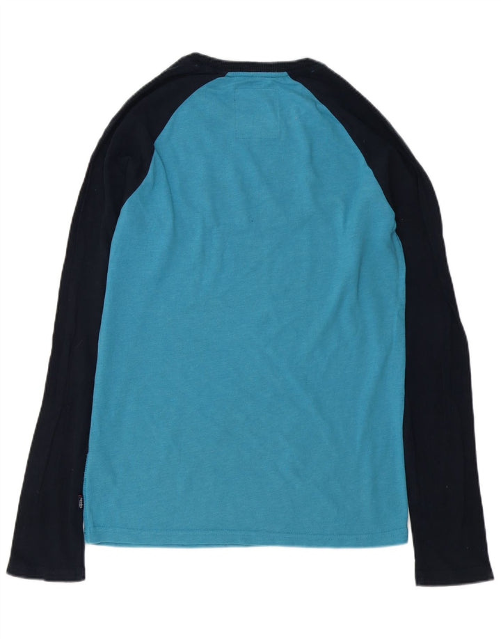 Top gráfico masculino Superdry manga comprida médio azul colorblock algodão